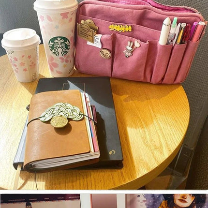 Large Capacity Canvas Storage Bag Simple Design For High School Students Multi-Layer Pencil Case And Bag For Boys And Girls
