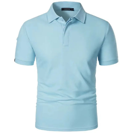 New Men's Short Sleeve T-Shirt Sports Tennis Polo Shirt Summer Oversized Breathable Shirts Button Moisture-Wicking Streetwear