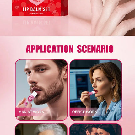 Women's Gifts 4PCS/Box Lip Balm Set Moisturizing and Glossy Suitable for Dry Lips Valentine's Day Gifts for