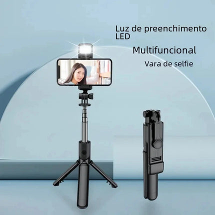 Portable Bluetooth Selfie Stick Retractable Multifunctional Phone HoldeTripod With Selfie light Wireless Remote Shutter stand
