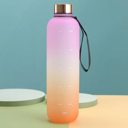 1L Water Bottles for Girls Kids Leakproof Gym Fitness Sports Bottle for Outdoor Travel, Camping Frosted Plastic Drinking Bottle