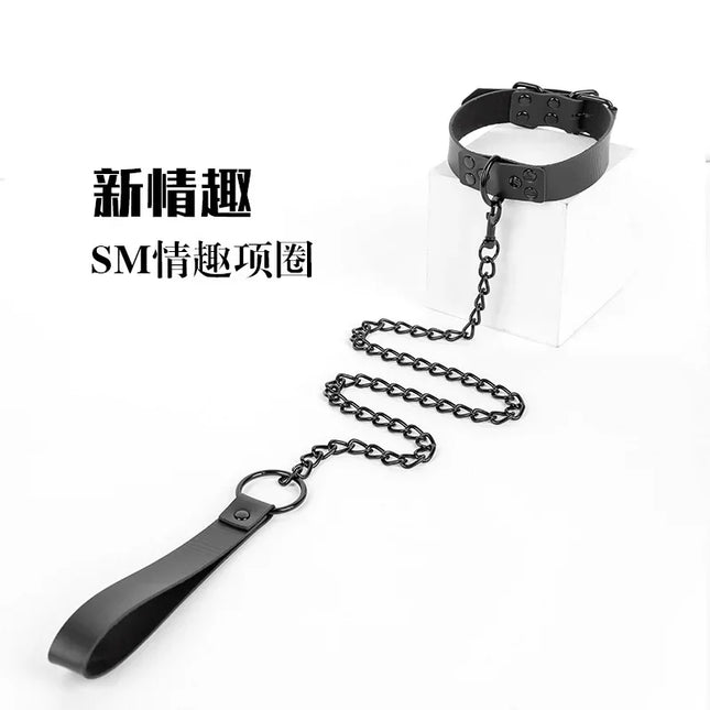 Faux Leather Choker Collar Sex Tools For Couples Adult Games Sex Products Chain Couple BDSM Sex Toys For Women