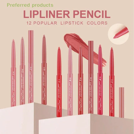 1Pc 12 Colors Waterproof Long-Lasting Automatic Lip Liner Makeup Matte Lipstick Pen Lip Gloss Lipliner For Beginners