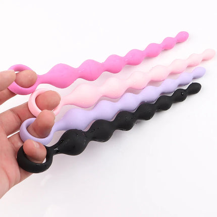 7 Balls Silicone Beads Soft Anal Plug G-Spot Stimulating Pull Bead Dildo Deep Anal Sex Toy for Butt Plug Anal Stimulation
