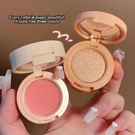 Highlight Powder Matte Blusher Eye Shadow 3 In 1 Face Makeup Natural Palette Multi-color Delicate Shiny Beauty Makeup Cosmetics