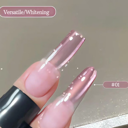 1-12pcs ZH Spring/Summer Ice Transparent Sweet Wine Glass Beads Cat Eye Nail Polish Gel New Flashy Popular Pink Nail Supplies
