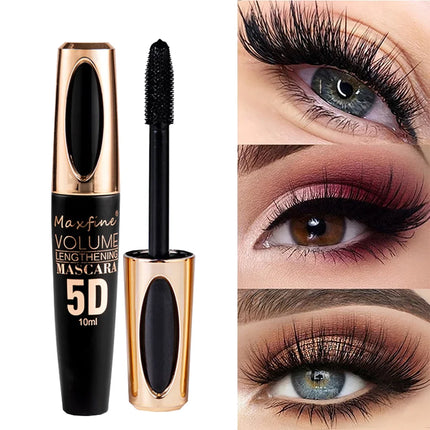 5D Black Waterproof Mascara Lengthens Eyelashes Extension Thick Silk Fiber Mascara Female Makeup Eye Cosmetics Tools for Gifts