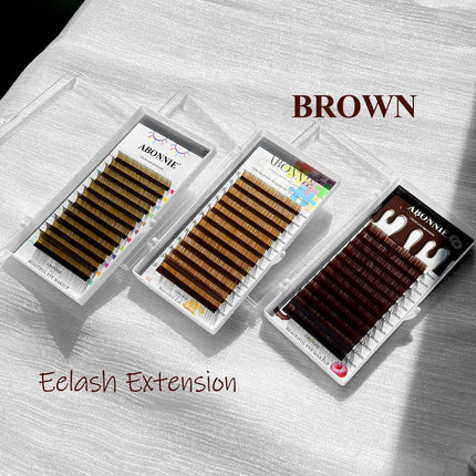 ABONNIE Classical Cocoa Brown Eyelash Extensions LC LB M L Curl Soft Natural Cashmere Brown Colorful Individual Mink Lashes