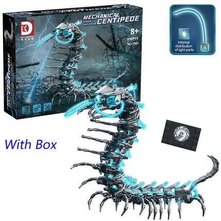 698Pcs MOC Mechanical Centipede Model Building Blocks Set with LED Light Creative Assembly Bricks Toys for Kids Christmas Gifts