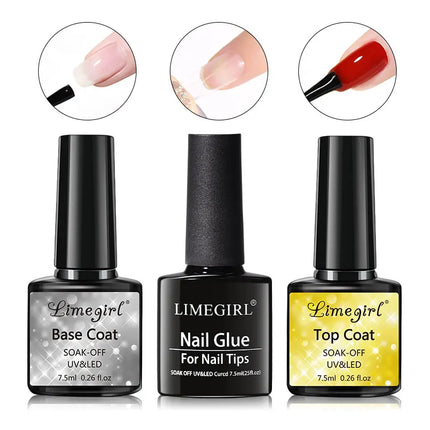 LIMEGIRL Multifunctional Nail Top Coat And Base Coat for Nails UV Gel Polish Soak Off Varnishes Kit No-acid Primer Manicure Set