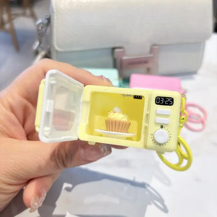LED Appliance Charm Simulation Microwave Keychain  - Cute Mini Light-Up Kitchen Toy Funny Gift for Food Lovers