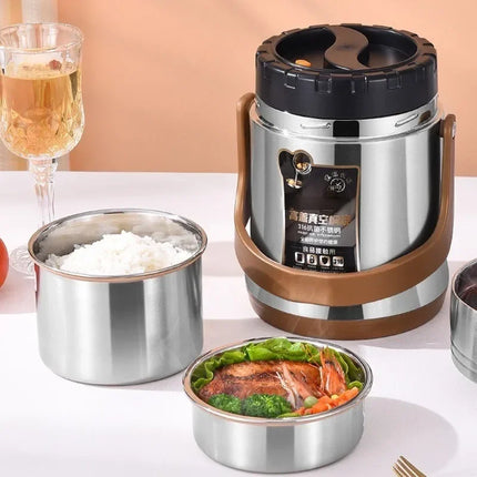 Household 220v Stainless Steel Insulated Lunch Box With Ultra-long Portable Vacuum Capacity For 24 Hours