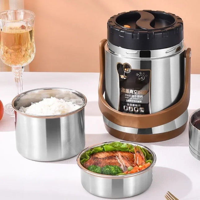 Household 220v Stainless Steel Insulated Lunch Box With Ultra-long Portable Vacuum Capacity For 24 Hours