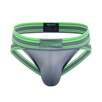 JOCKMAIL Men Jockstrap Thong  Mens Bikini Briefs Sexy Gay Underwear Nylon Mesh Hip Lift Mesh Quick Dry Sports Wear Panties