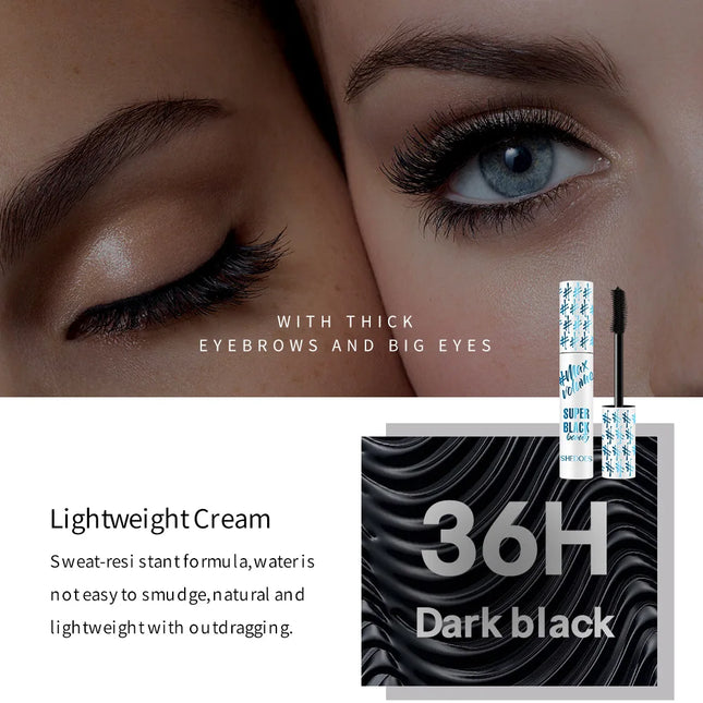 Black Waterproof Lengthening Mascara Thick Silk Fiber Mascara Women's Cosmetics Eye Makeup Gift Tools