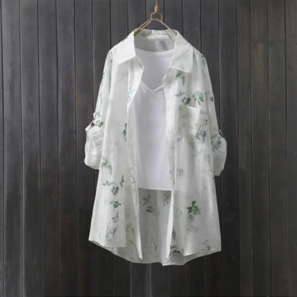 Tencel shirt women's thin coat loose sun protection shirt mid-length top covering buttocks long-sleeved plaid shirt
