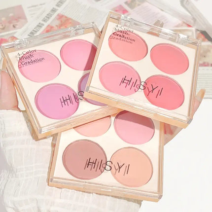 Korean four-color blush,ice cream color,low-saturation pink/blue/purple,naturally brightening & contouring,perfect holiday gift