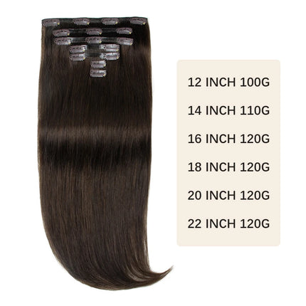 Invisible Clip In Hair Extension Injected PU Tape Weft Clip in Human Hair Extension 7Pcs/set 12-24inch 100G 120G Clip On Hair