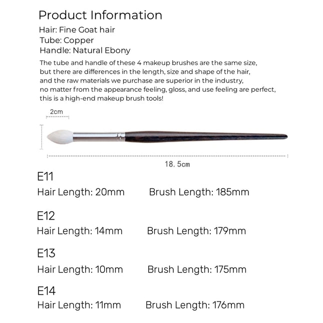 Eyeshadow Blending Brush Luxury Natural Fine Goat Hair Ebony Handle Eye Shadow Makeup Brushes Beauty Tools