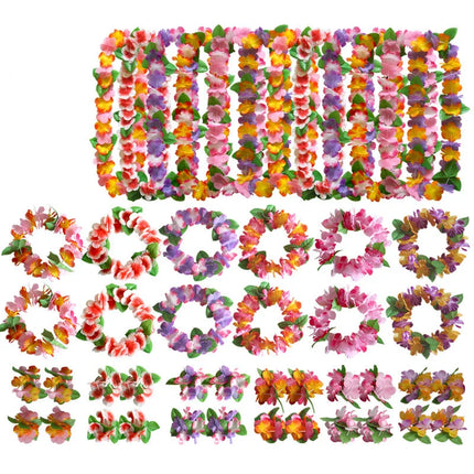 4pcs/lot Hawaiian Leis Garland Artificial Necklace Flowers Leis Party Supplies DIY Beach Fun wreath
