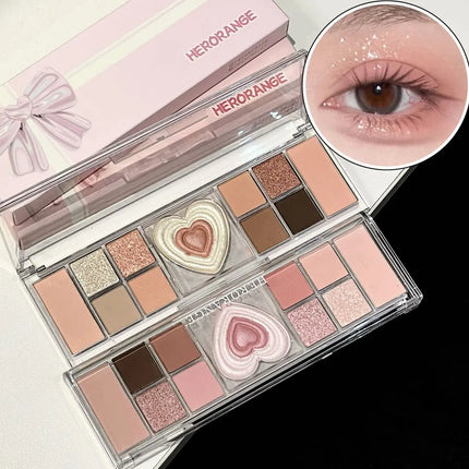 12-Color Tea Apricot Eye Makeup Palette Low Saturation Eyeshadow Palette Pearlescent Matte Shimmer Earth Color Eye Shadow Beauty