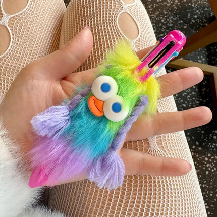 Bucktooth Rabbit Children's Plush Pen Sausage Mouth Iridescence Multi-color Ballpoint Pen Handwriting Neutral Gel Pen