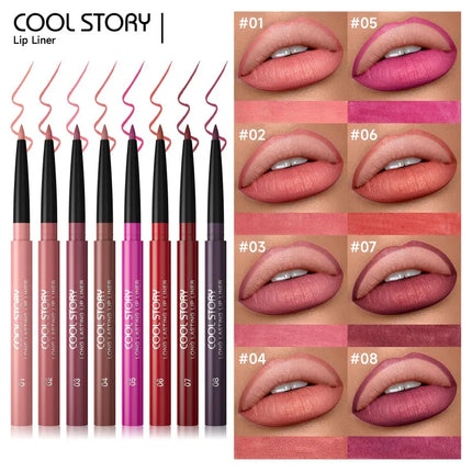 8 Colors Matte Lip Liner Waterproof Long-Lasting Lip Pencil Smudge-Proof Outline Lipstick for Defined Lips, Lip Contour Makeup