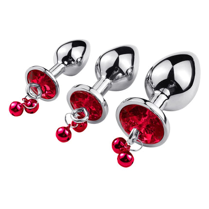 3 Size Metal Anal Plug Crystal and Bells Anus Dilator Sex Toys Bullet Stainless Steel Butt Plug Men Women Couples Adult Toys