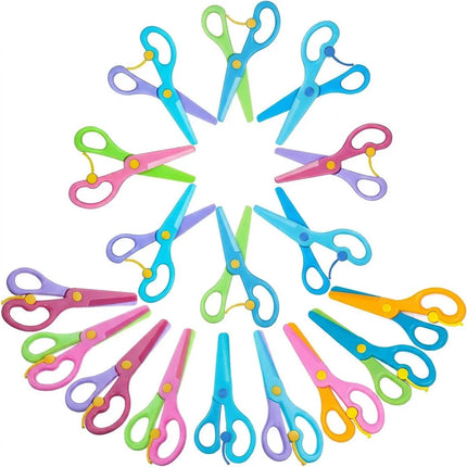 Kids Blunt Tip Auto Spring Safety Scissors Toddler Preschool Art Craft Training Scissors for Paper Playdough Left Right Handed