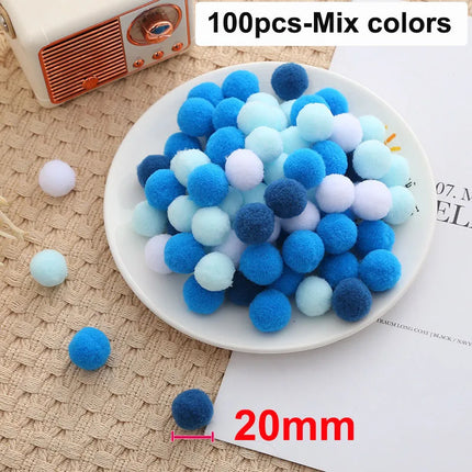 100pcs 10mm/15mm/20mm Soft Pompoms Fur Ball Arts Craft Supplies DIY Accessories for Toys Party Decoration Crafts Materials