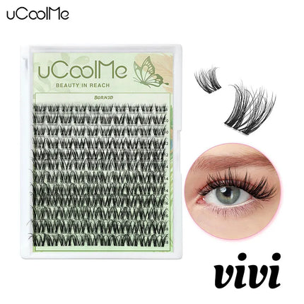 uCoolMe Born 3D ViVi Lashes With Invisible Band Home DIY Super Soft Lightly Fluffy D Curl Eyelash Extension Makeup Tool For Girl