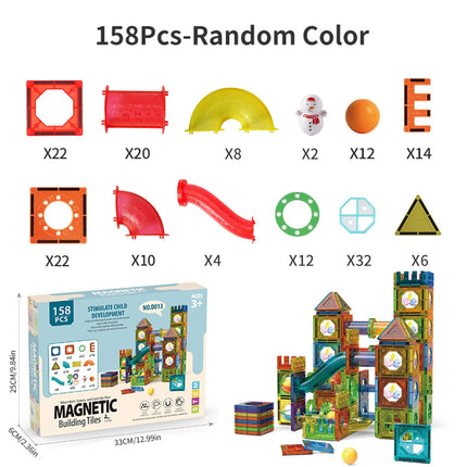 Magnetic Tiles Building Blocks for Kids 3D Clear STEM Toys Magnetic Marble Run Pipe Track Assembly Gift for 3-6 Years Old