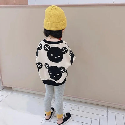 Kid Little Bear Sweater Girls Autumn Long Sleeve Top Children Cartoon Pullover 2-8 Years Old Boys Fashion Sweater