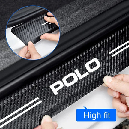 Carbon Fiber Car Stickers Door Sill Protector Bumper Protection Tape For Volkswagen VW Polo 6R 6N 6N2 6C 9N 9N3 Rline R Line