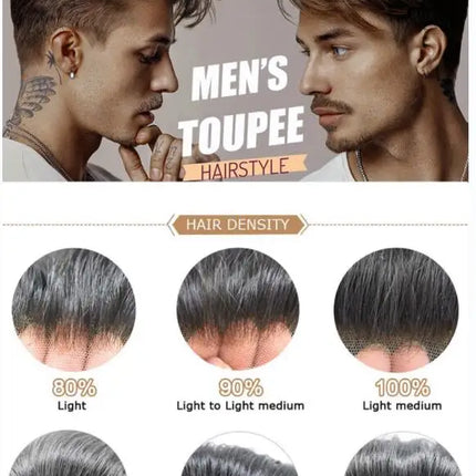 Toupee for Men Fine Mono Men Toupee Human Hair Replacement System Hair Prosthesis Natural Black Hair Units