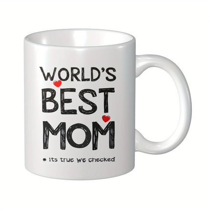World's Best Mom 11oz Ceramic Coffee Mug - Insulated, Reusable & Dishwasher Safe - Perfect Gift for Mother’s Day, Birthdays & Ch