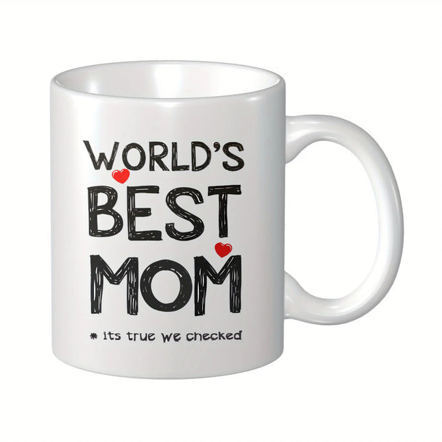 World's Best Mom 11oz Ceramic Coffee Mug - Insulated, Reusable & Dishwasher Safe - Perfect Gift for Mother’s Day, Birthdays & Ch