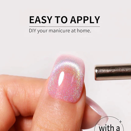 1pcs PSK 2025 Flash Versatile Rainbow Cat Eye Gel Nail Polish Popular Universal Rainbow Laser Crystal Cat Eye Nail Art Nail