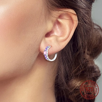 925 Sterling Silver Purple Butterfly Rainbow Flower Stud Earrings for Women Girl Ear Studs Jewelry Fashion Luxury Anniversary