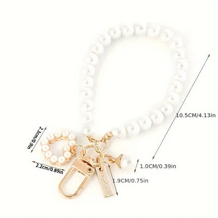 1 Pc Cute Seashell Heart Shape Imitation Pearl Bead Chain Pendant Wristband Phone Chain Keychain Bag Decorative Accessories