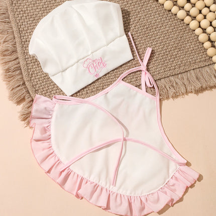 Ylsteed 2Pcs Newborn Embroidered Photography Clothes Girls Boys Aprons Chef Hats Suitable For Taking Pictures Little Chefs-HD
