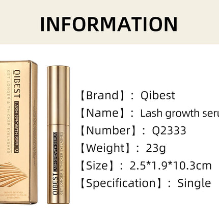 QIBEST Eyelash Growth Serum Natural Ingredients No Irritation Eyebrow Nourishing Enhancer For Longer Thicker Lashes Eyes Makeup
