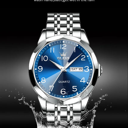 OLEVS Original Waterproof Men's Watches Digital Mirror Quartz Watch for Man Luminous Stainless Steel Wristwatch Male Date Week