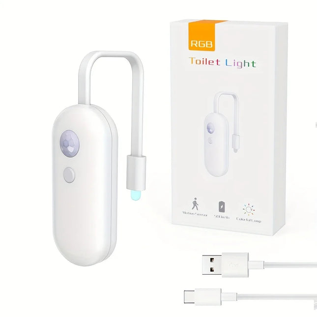 1-Pack Toilet Night Lights with Motion Sensor - 8 Color Changing LED Bathroom Light, IP65 Auto On/Off for Toilet Seat - 500mAh R