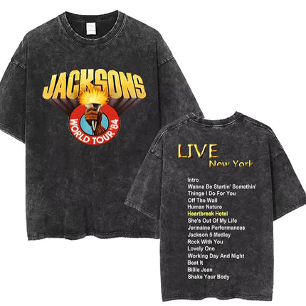 Vintage Washed Michael Jackson King of Pop T-shirt Men Women Retro Gothic Rock T-shirts Men's Punk Oversized T Shirts Streetwear