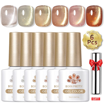 BORN PRETTY Cat Magnetic Moonlight Gel Nail Polish Set 10ml Sparking White Silver Water-light Soak Off UV Gel Nail Art Manicure