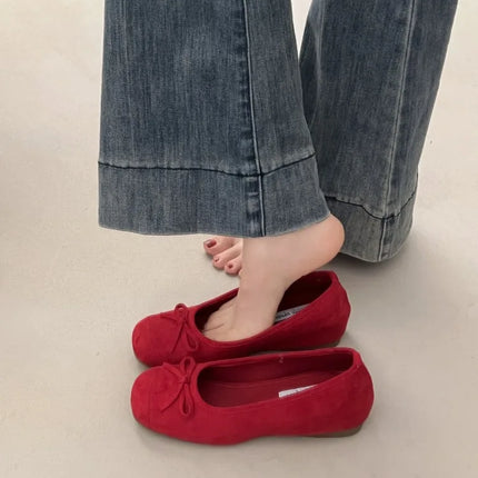 Spring Autumn Internal Elevation Women Mary Jane Shoes Ladies Outdoor Comfort Slip On Women's Butterfly-knot Ballet Shoes