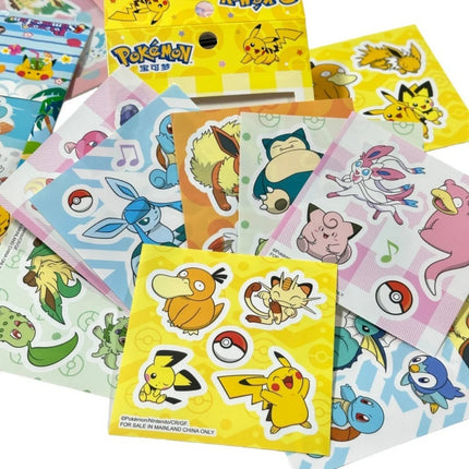 Genuine Pokemon Journal Stickers 10pcs Pack Cute Pikachu Squirtle Bulbasaur Eevee Psyduck Scrapbooking Stationery Gifts