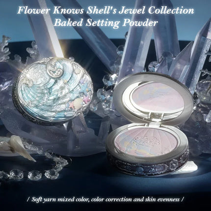Flower Knows Shell's Jewel Collection Baked Setting Powder Flowerknows Correcting Oil-Control Powder Foundation Natural Finish