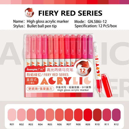 Guangna 168/72 Colors High Gloss Acrylic Marker Pen Set,Hard Headed Drawing Pens,Professional-Grade Paint Pen for DIY Graffiti